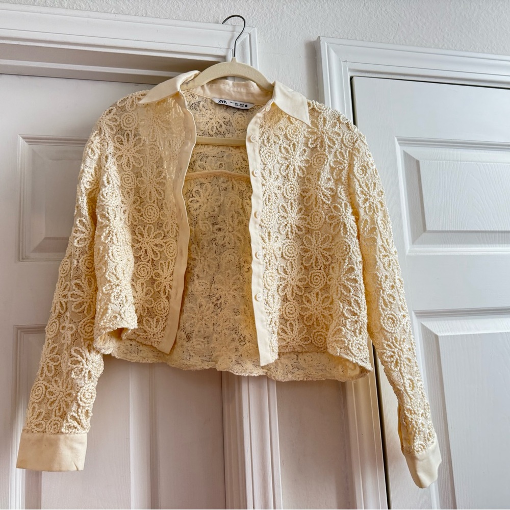 Zara Cream Lace Blouse
